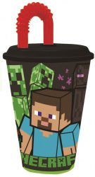 Minecraft mintás szívószálas pohár 430ml